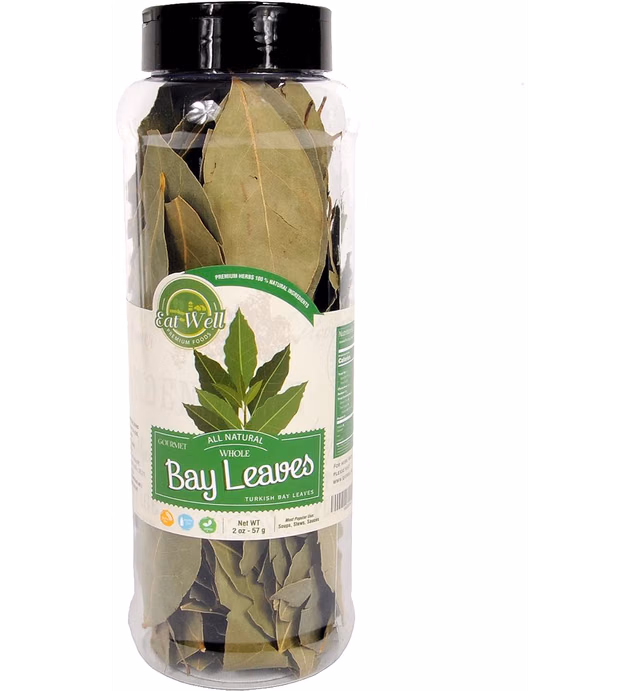Eat Well Dried Bay Leaves 2 oz, Premium Turkish Whole Dried Laurel Tree Leaves, 100% Natural Bay Leaves Dried from the Bay Leaf Plant, Edible Cooks' Ingredients for Stewing and Bay Leaf Tea