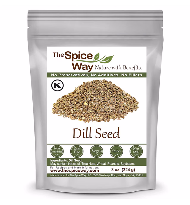 The Spice Way Dill Seed - seeds for pickling, vegetables, pasta, salads and soups. 8 oz
