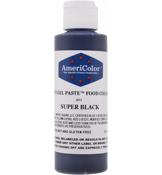 Food Coloring AmeriColor - Super Black Soft Gel Paste, 4.5 Ounce