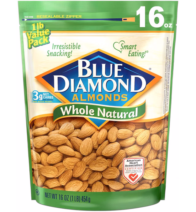 Blue Diamond Almonds Whole Natural, 16 oz.