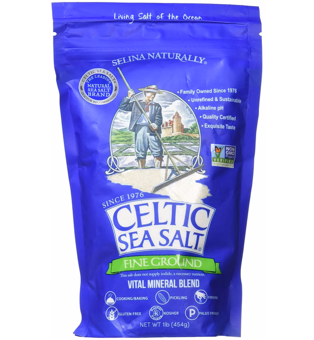 Fine Ground Celtic Sea Salt – (1) 16 Ounce Resealable Bag of Nutritious, Classic Sea Salt, Great for Cooking, Baking, Pickling, Finishing and More, Pantry-Friendly, Gluten-Free