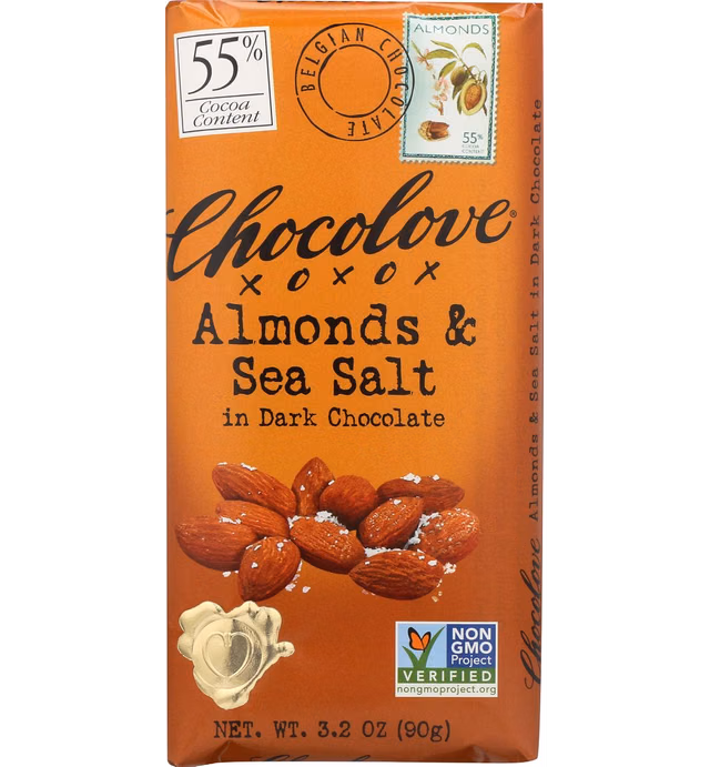 Chocolove, Almonds and Sea Salt in Dark Chocolate, 3.2 oz