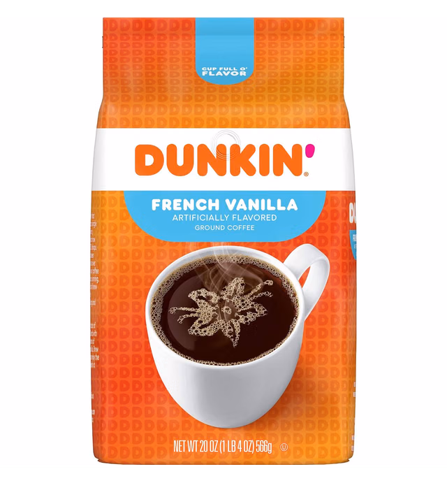 Dunkin' French Vanilla Flavored Ground Coffee, 20 Ounces (Pack of 6)
