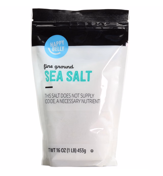 Amazon Brand - Happy Belly Sea Salt, Fine Ground, 16 Ounce