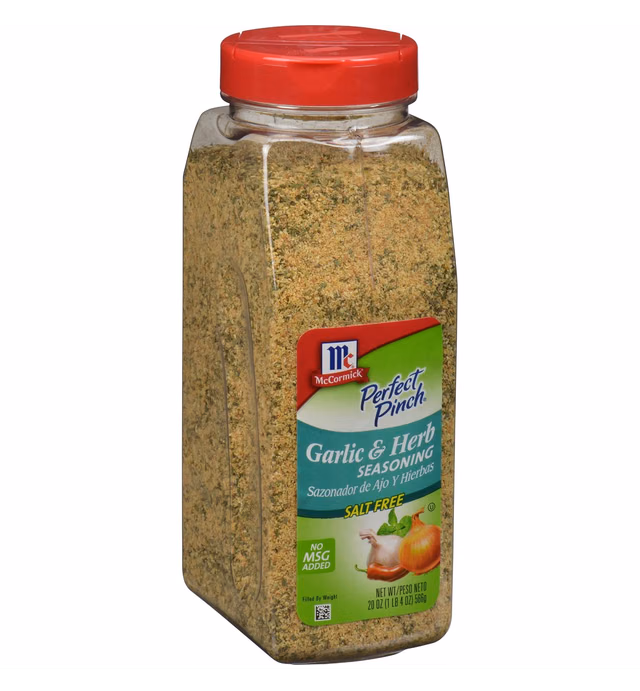 McCormick Perfect Pinch Garlic & Herb Seasoning, 19 oz - One 19 Ounce Container of Garlic Herb Seasoning to Add Zesty Flavor to Chicken, Pasta, Salads and More
