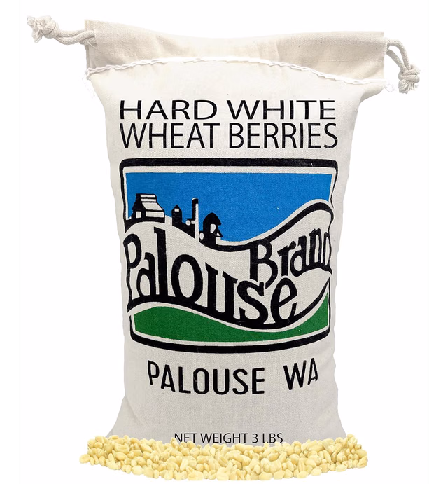 Hard White Wheat Berries | 3 lbs | Cotton Drawstring Bag | Non-GMO Project Verified | Kosher | Family Farmed