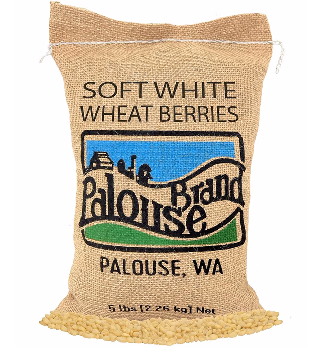 Soft White Wheat Berries | Family Farmed in Washington State | 100% Desiccant Free | 5 lbs | Non-GMO Project Verified | 100% Non-Irradiated | Kosher | Field Traced | Burlap Bag