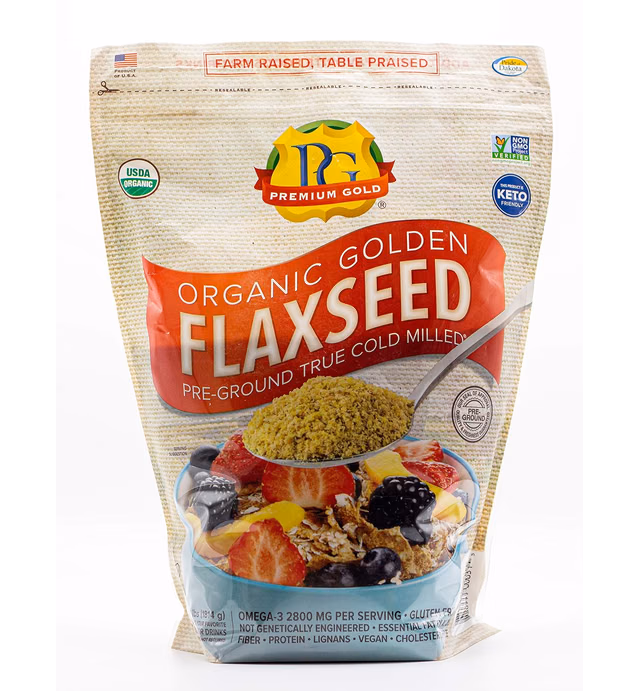 Premium Gold Organic Ground Flax Seed | High Fiber Food | Omega 3 | 4 pounds