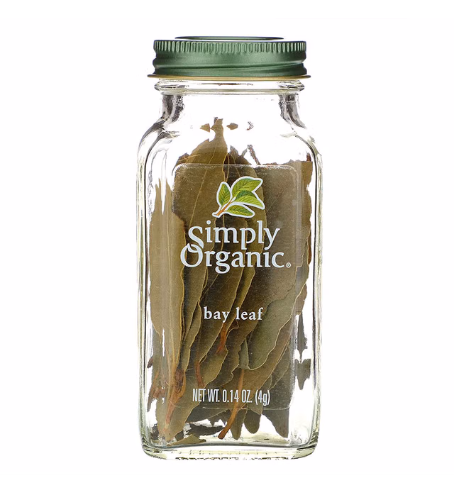 Simply Organic Whole Bay Leaf, 0.14 Ounce Glass Jar, Kosher, Sweet, Earthy Aroma, No ETO, Non GMO