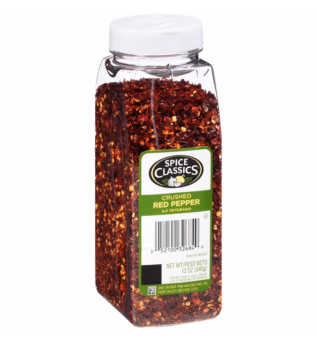 Spice Classics Crushed Red Pepper, 12 oz - One 12 Ounce Container of Dried and Crushed Red Chili Pepper Flakes Great for Pizza, Chowder, Seafood, and Pasta