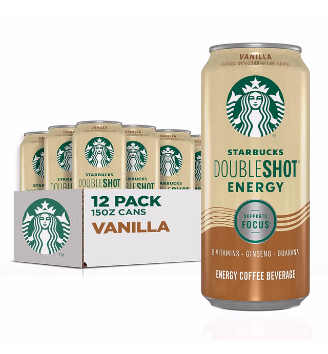 Starbucks Doubleshot Energy Espresso Coffee, Vanilla, 15 oz Cans (12 Pack) (Packaging May Vary)