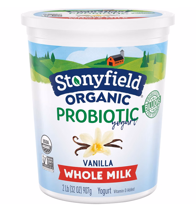 Stonyfield Organic Whole Milk Probiotic Yogurt, Vanilla, 32 oz. – Immunity & Digestive Health
