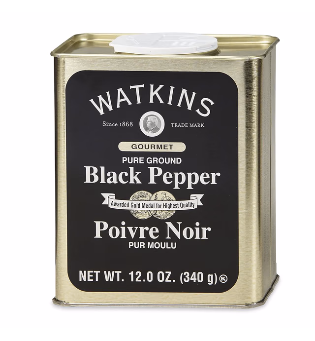 Watkins Gourmet Spice Tin, Pure Ground Black Pepper, 12 oz. Tin, 1 Count