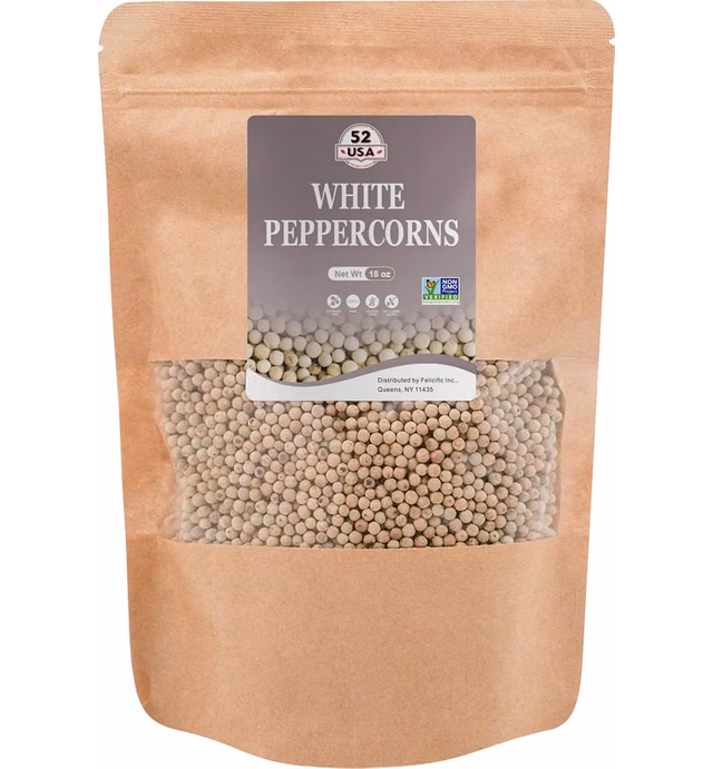 52USA White Pepper 18 Oz, Whole White Peppercorn, Peppercorn Blend of Grinder, Bulk White Pepper for Grinder, White Peppercorns Bulk