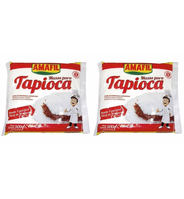 Amafil Tapioca Flour 500g (17.6oz) Massa Para Tapioca (One Pack) Pack of 2