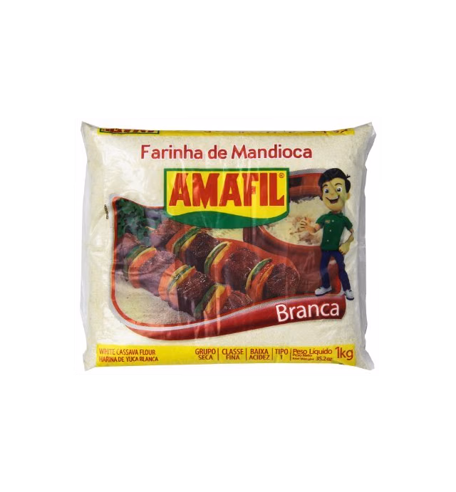 Amafil White Cassava Flour 35.2oz | Farinha De Mandioca Branca 1kg | Harina De Yuca Blanca