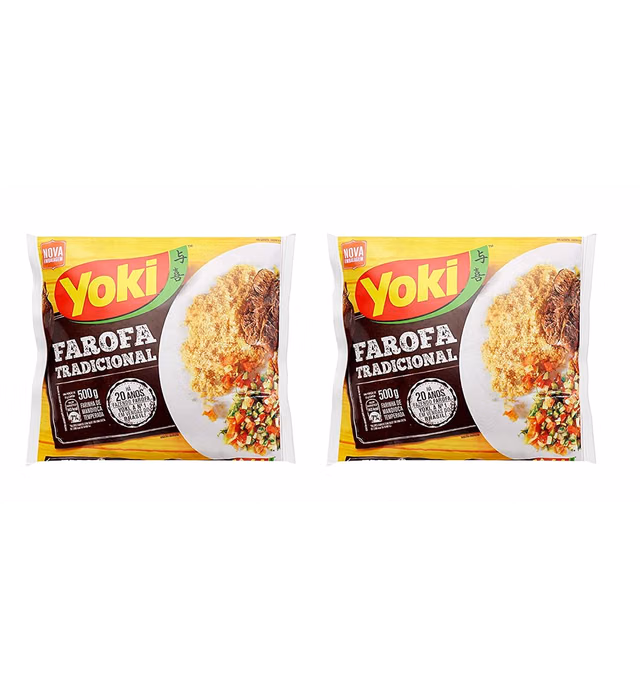 Yoki Seasoned Cassava Flour Farofa de Mandioca Pronta 500g, 17.6 Ounce (2 Pack)