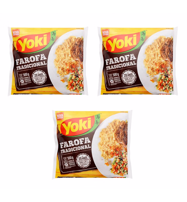 Yoki Farofa Tradicional Seasoned Cassava Flour 17.6 ouces 3 Pack