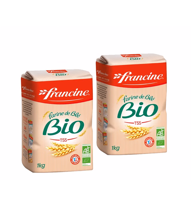 Francine Farine de Ble Bio - French All Purpose Organic Wheat Flour - 2.2 lbs (Pack of 2)