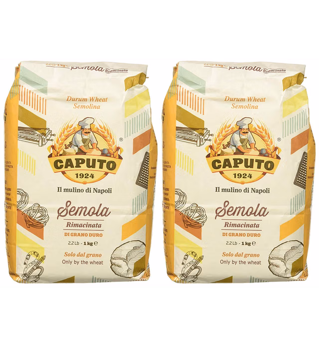 Antimo Caputo Semolina Flour 2.2 LB (Pack of 2) Bulk Italian Durum Semola Flour - All Natural Dough for Fresh Pasta