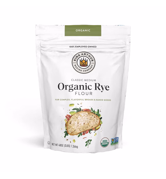 King Arthur Flour Organic Medium Rye Flour for Complex Flavorful Breads & Baked Goods, 100% Organic Non-GMO Project Verified, 3 Pounds (Pack of 1)