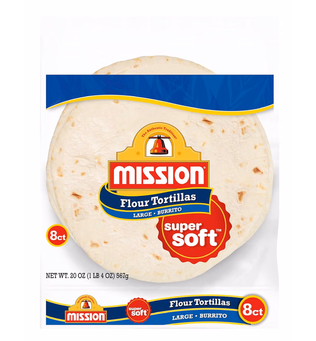 Mission Burrito Flour Tortillas, Large Size, 8 Count, Trans Fat Free