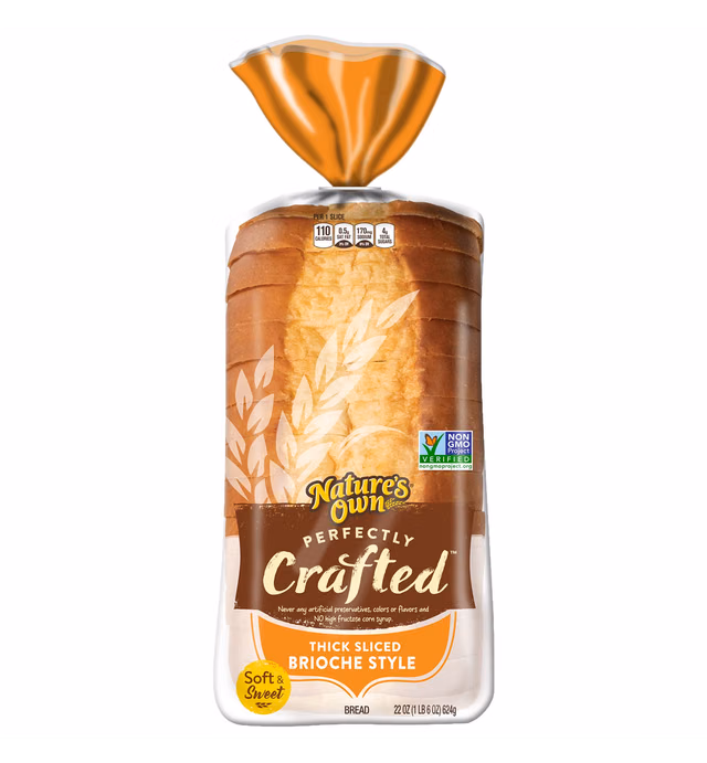 Nature's Own Perfectly Crafted Brioche Style Bread Loaf - 22 oz Bag