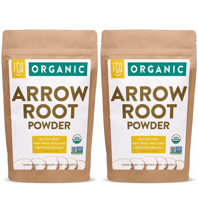 Organic Arrowroot Powder (Flour) | 2x 1 Pound Resealable Kraft Bags (32oz / 2 lbs Total) | 100% Raw From Thailand | by FGO