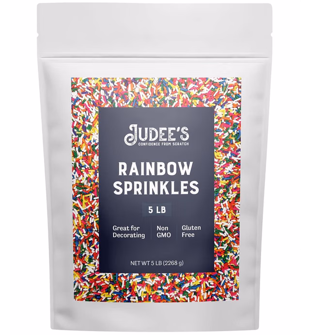 Judee's Rainbow Sprinkles 5 lb - Gluten-Free and Nut-Free - Brighten Up Your Baked Goods - Great for Cookie and Cake Decoration - Use for Baking and as Dessert and Ice Cream Toppings