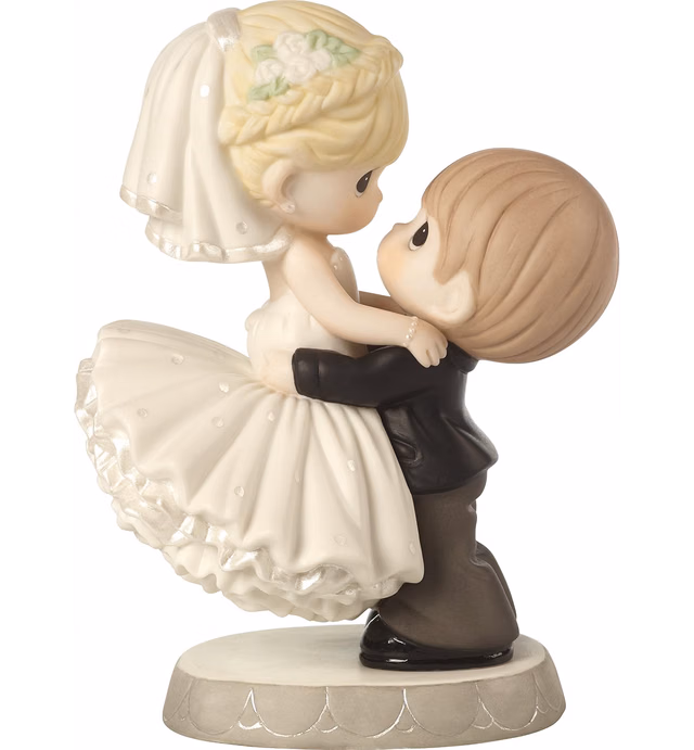 Precious Moments 172007 Best Day Ever Bride & Groom Bisque Porcelain Figurine & Wedding Cake Topper , White