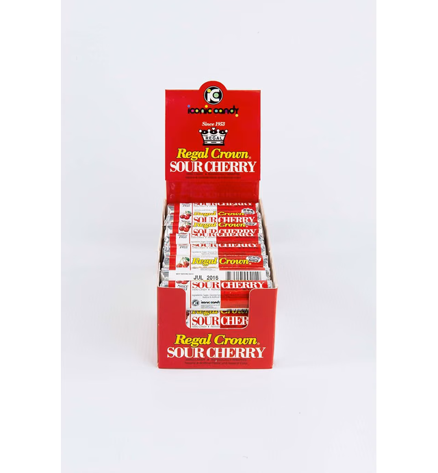 Regal Crown Sour Cherry Candy Rolls | Traditional Sour Cherries Candy | Tart and Tangy Old Fashioned Sour Cherry Hard Candy Brought To You By Iconic Candy | 24 Count
