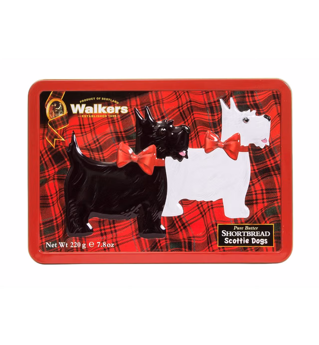 Walker's Shortbread Scottie Dog Shaped Cookies, Pure Butter Shortbread Cookies, 7.8 Oz Gift Tin