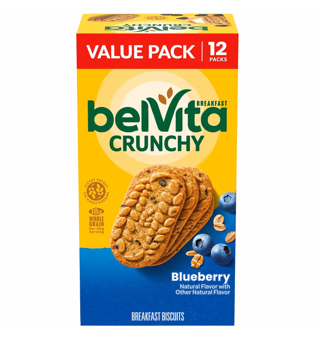 belVita Blueberry Breakfast Biscuits, 12 Packs (4 Biscuits Per Pack)