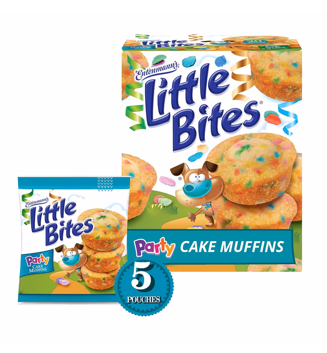 Entenmann's Little Bites Party Cake Mini Muffins, Funfetti Snacks, 5 pouches