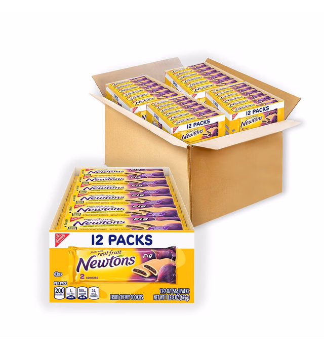 Newtons Soft & Fruit Chewy Fig Cookies, 4 Trays of 12 Packs (2 Cookies Per Pack)