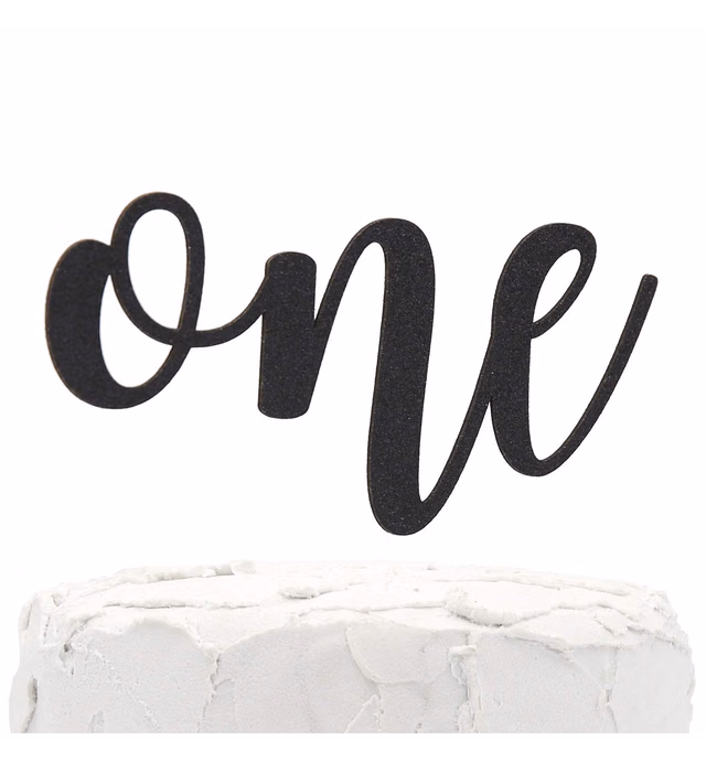 NANASUKO 1st Birthday Cake Topper - one - Double Sided Black Glitter - Premium Quality Made in USA