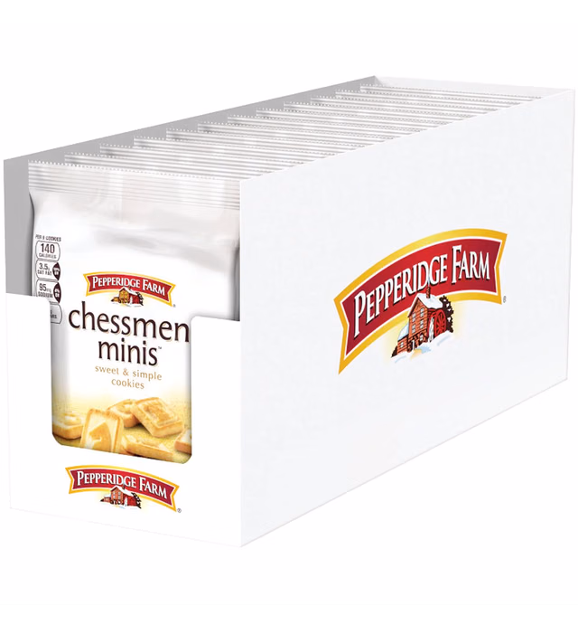 Pepperidge Farm Chessmen Minis Butter Cookies, 8 Packs, 2.25 Oz. Snack Packs