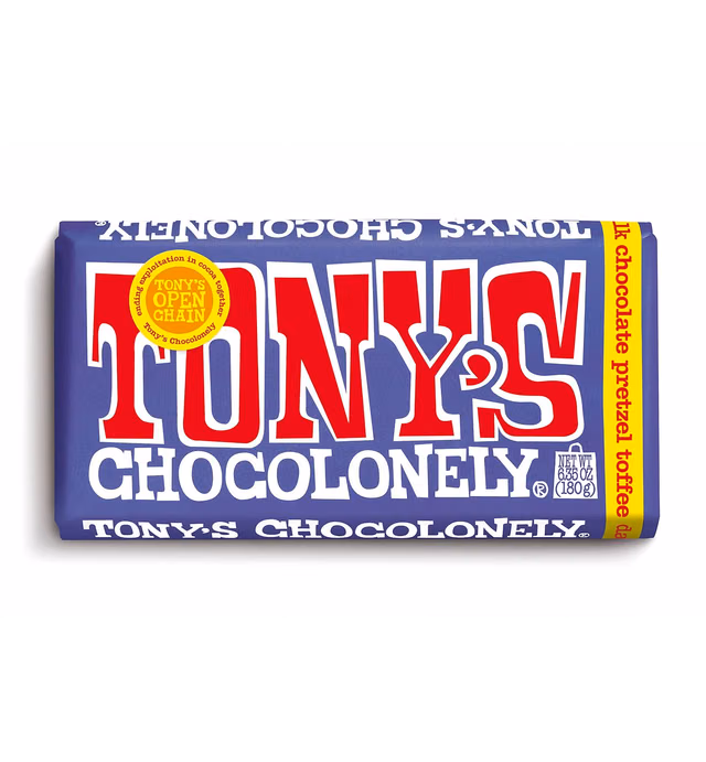 Tony's Chocolonely 42% Dark Milk Chocolate Pretzel Toffee Bar, 6.35 OZ