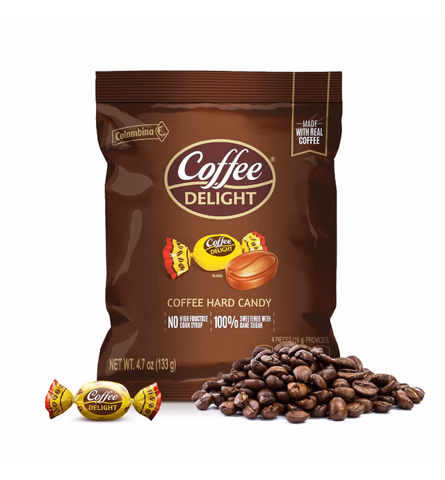 Colombina Coffee Delight Hard Candy - Pack of 100 Gluten Free Coffee-Flavored Candies Made w/Real Colombian Coffee, Individually Wrapped for Party Favors and Office Candy (100 Count) (15.2oz - 430g)