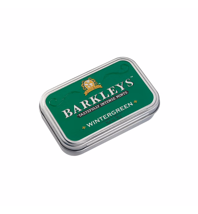 Barkleys Wintergreen Breath Mints - Strong Wintergreen Flavor Cool Mint Candy For Party, After Dinner, Wedding, Every Day Use - Vegan Breath Freshener In Reusable Classic Travel Tins - 50-count, 6-Pack