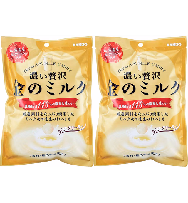 Kanro Kin No Milk Candy 2.82oz/80g (2 Pack)