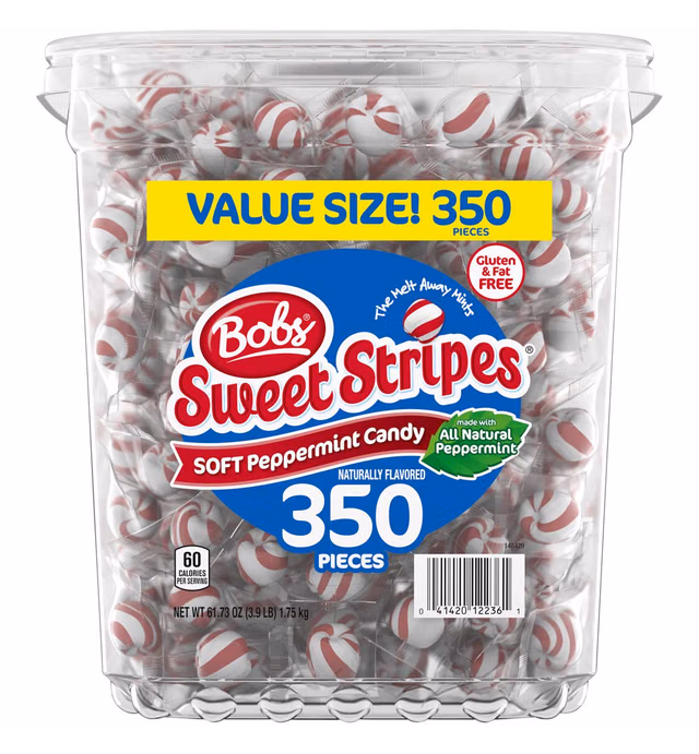 Bob's Red & White Bob's Sweet Stripes Soft Candy, 61.73 Ounce, Peppermint, 350 Count