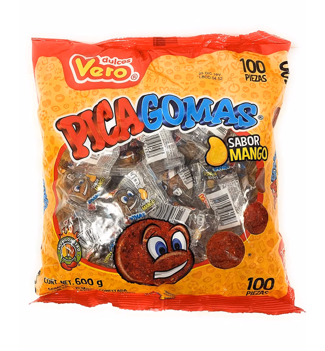 Vero Pica Gomas Chili Flavor Gummy Mexican Candy,100 Pieces,1 LB,5.15 OZ (Mango)