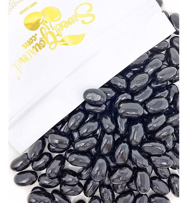 SweetGourmet Jumbo Black Licorice Jelly Beans | Bulk Unwrapped | 4 Pounds