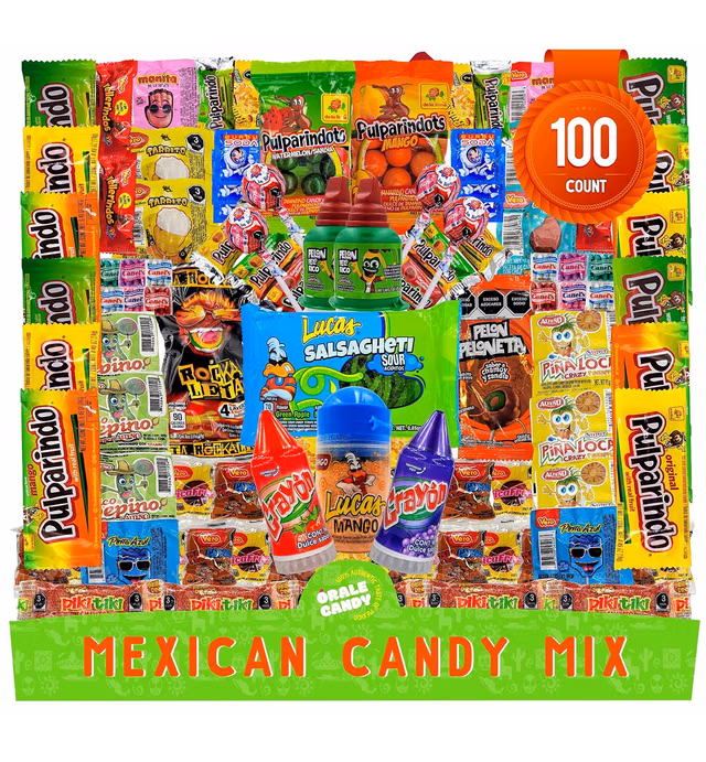 Mexican Candy Mix Assortment, Dulces mexicanos, Includes Vero mango, Salsaghetti, Peloneta, Pelon pelo rico, bulk candies, pulparindo, candy box variety pack