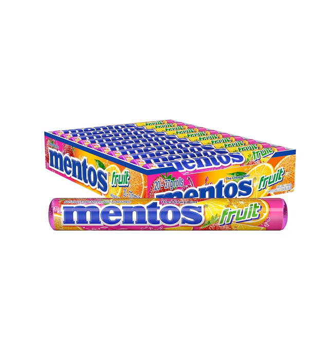 Mentos Candy, Mint Chewy Candy Roll, Fruit, Non Melting, Holiday, Party, Concessions, Office, 14 Pieces (Bulk Pack of 15) - Packaging May Vary
