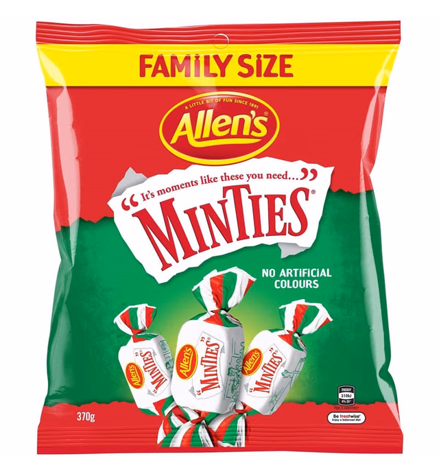 Allen's Minties 370g Family Size (Made in Australia)