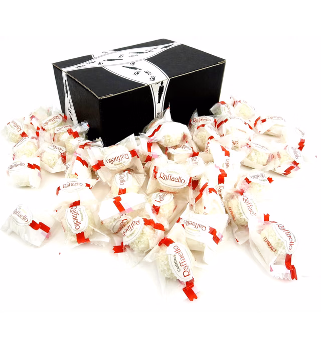 Ferrero Raffaello Almond Coconut Treats in a BlackTie Box (Pack of 45)