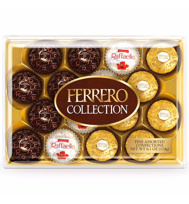 Ferrero Collection Premium Gourmet Assorted Hazelnut Milk Chocolate, Dark Chocolate And Coconut, Mother's Day Gift, 6.1 oz, 16 Count