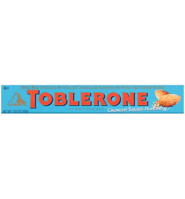 Toblerone Swiss Milk Chocolate with Salted Caramelized Almonds & Honey & Almond Nougat, 3.52 oz